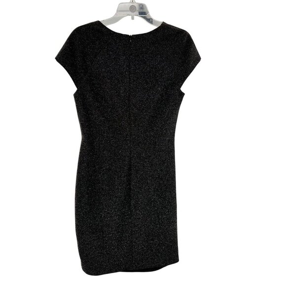 Julian Taylor Glitter Sheath Dress Sunburst Ruched Cap Sleeve Gray Size 12 Zip - Picture 7 of 9